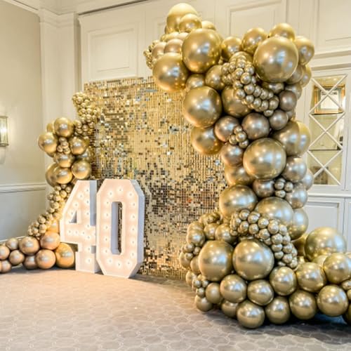 Awenztech 120pcs 5 inch Metallic Gold Balloons, Small Chrome Gold Latex Balloons for Graduation Engagement Wedding Birthday Party Decorations - Image 3