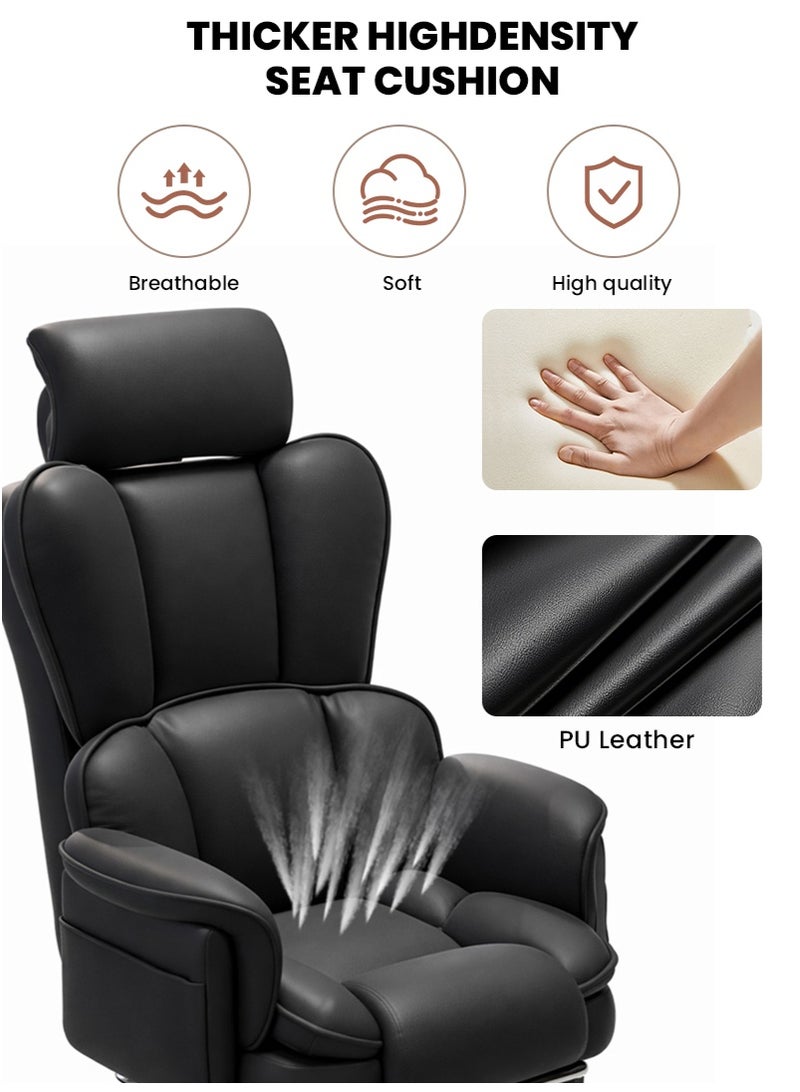 VUCATIN Luxury Soft-Padded Gaming Chair - Swivel Office Chair for Home, Height-Adjustable Computer Desk Chair, Ergonomic Reclining Computer Chair with Headrest, Footrest & Side Storage Bag (Black) - Image 4