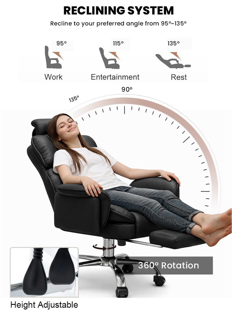 VUCATIN Luxury Soft-Padded Gaming Chair - Swivel Office Chair for Home, Height-Adjustable Computer Desk Chair, Ergonomic Reclining Computer Chair with Headrest, Footrest & Side Storage Bag (Black) - Image 5