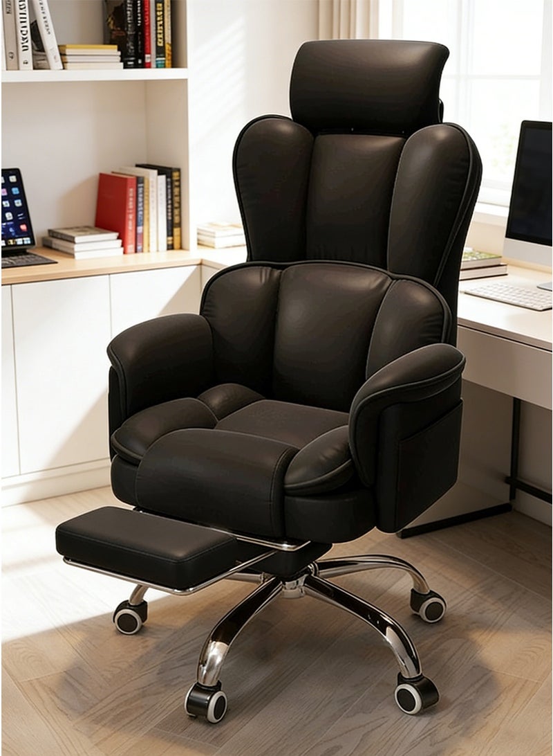 VUCATIN Luxury Soft-Padded Gaming Chair - Swivel Office Chair for Home, Height-Adjustable Computer Desk Chair, Ergonomic Reclining Computer Chair with Headrest, Footrest & Side Storage Bag (Black) - Image 1