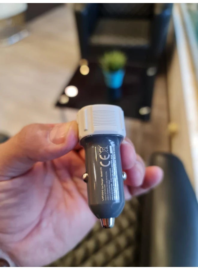 VFAN C15 Super Fast 38W PD Car Charger, Dual Port USB-C and USB-A Car Adapter with Power Delivery, Compact Fast Charging Charger Compatible with iPhone, Samsung, iPad, and More - Image 3