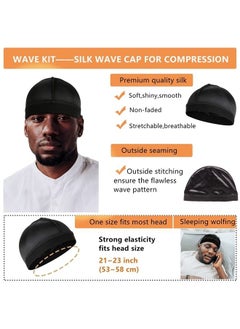 Himoswis 360 Wave Kit for Men 360,Includes 360 Wave Brush for Men 360 Wave Starter Kit Men Hair Waves, Medium Hard Hair Wave Brush Kit and Black Silk Durags Set for Men 360+360 Wave Crown Patch Silk+ Wave Cap,  - Image 5