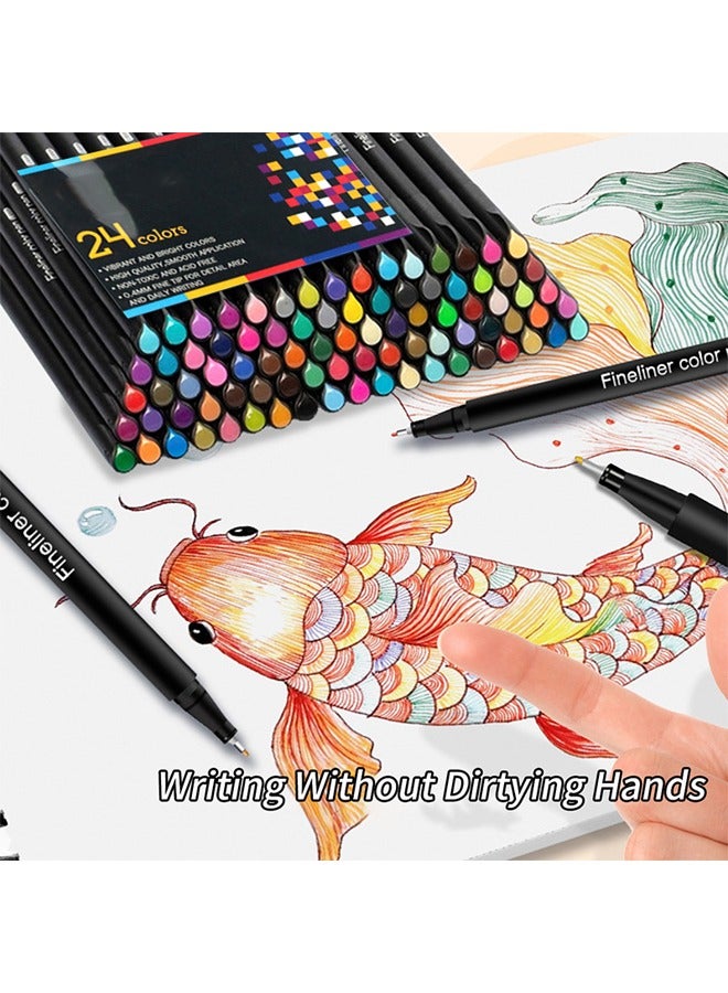 SHANDS 36-Color Fine Line Art Pens for Students - Lightweight, Durable Plastic, Ideal for Drawing, Painting, and Sketching - Perfect Christmas Gift, Art Supplies|Vibrant Colors|Durable Plastic Pens, Art Supplies for Students, Double Tip Pen, Coloured Pen, School Supplies, Stationery Items, Pens - Image 2
