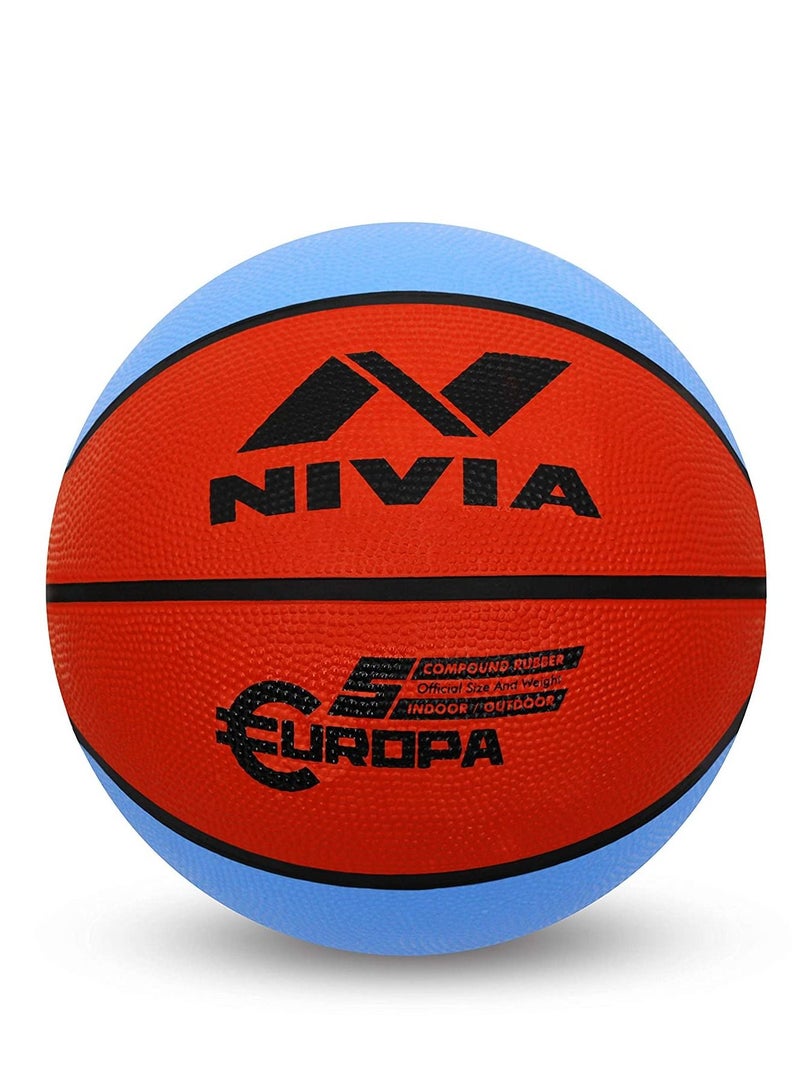 Nivia Europa Basketball | 8 Panels | Material Core Bladder Latex | Suitable for Hard Surface | Machine Stitched | Training/Match Ball for Men - Image 1