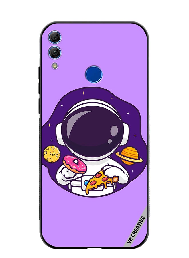 VR CREATIVE Protective Case Cover For Honor 10 Lite Cute Astronaut Eating Donut And Pizza Design Multicolour
