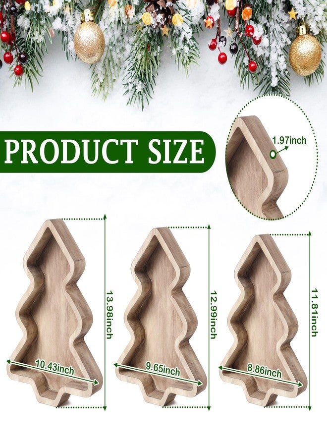 Sliner 3 Pcs Wooden Christmas Tree Trays Christmas Serving Decorative Platter Food Serving Dishes Rustic Farmhouse Style Fruit Platter Tray for Xmas Holiday Party Housewarming Gift Kitchen Dinnerware - Image 2