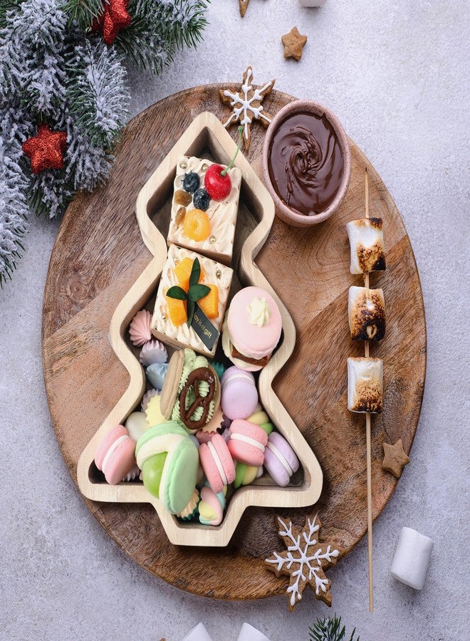 Sliner 3 Pcs Wooden Christmas Tree Trays Christmas Serving Decorative Platter Food Serving Dishes Rustic Farmhouse Style Fruit Platter Tray for Xmas Holiday Party Housewarming Gift Kitchen Dinnerware - Image 4