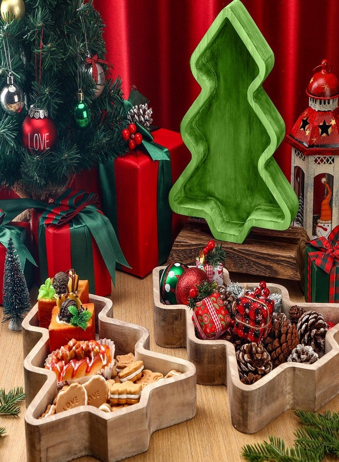 Sliner 3 Pcs Wooden Christmas Tree Trays Christmas Serving Decorative Platter Food Serving Dishes Rustic Farmhouse Style Fruit Platter Tray for Xmas Holiday Party Housewarming Gift Kitchen Dinnerware - Image 5