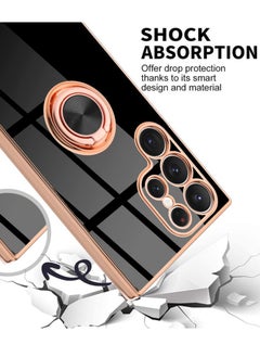 YoYoTech Case for Samsung Galaxy S23 ULTRA 2023 Luxury Ring Holder Silicone TPU Shockproof Kickstand Slim Plated Phone Cover  - Image 2