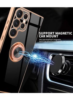 YoYoTech Case for Samsung Galaxy S23 ULTRA 2023 Luxury Ring Holder Silicone TPU Shockproof Kickstand Slim Plated Phone Cover  - Image 3