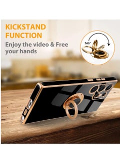 YoYoTech Case for Samsung Galaxy S23 ULTRA 2023 Luxury Ring Holder Silicone TPU Shockproof Kickstand Slim Plated Phone Cover  - Image 4