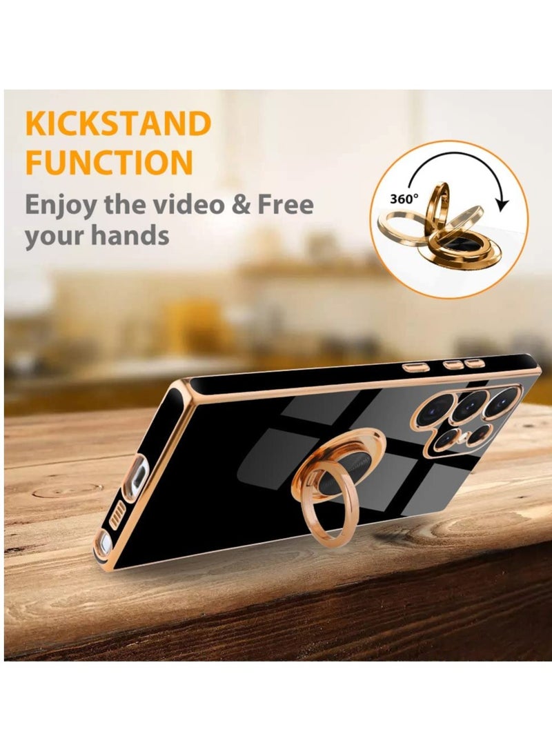 YoYoTech Case for Samsung Galaxy S23 ULTRA 2023 Luxury Ring Holder Silicone TPU Shockproof Kickstand Slim Plated Phone Cover  - Image 4