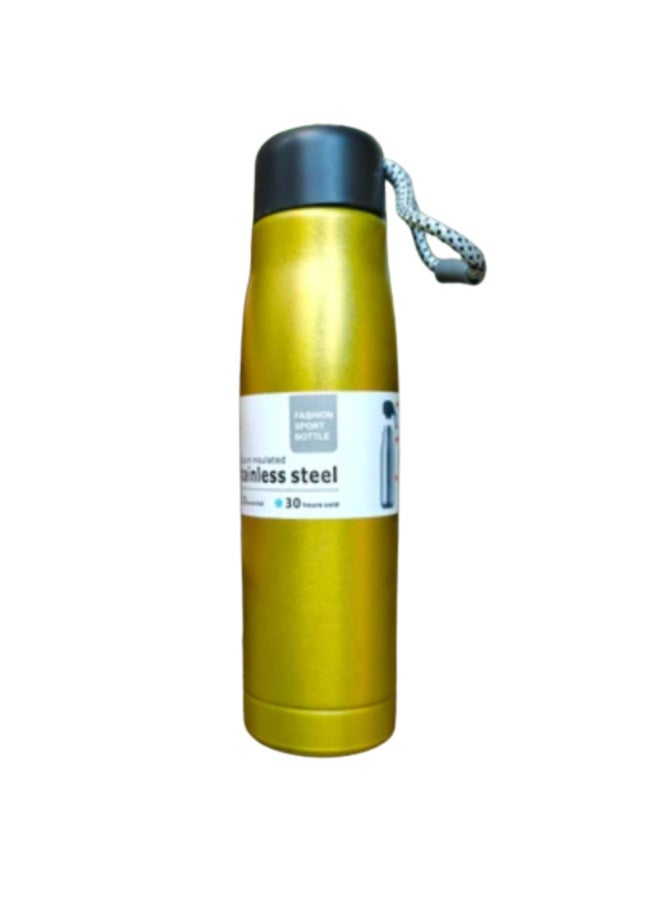 Vacuum insulated stainless steel double wall leak proof sports travel bottle 550ml - Gold - Image 1