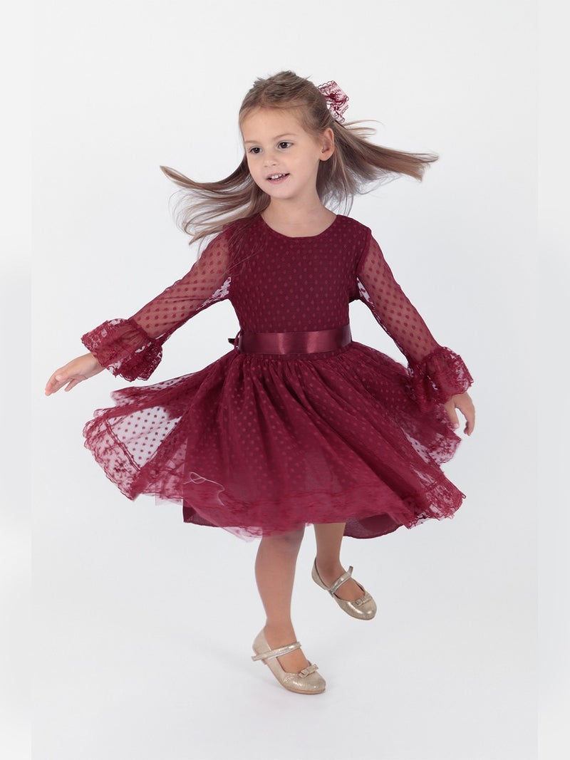 Ahenk Kids AHENGİM GIRL CHILDREN DRESS GIRL CHILDREN BUCKLE DRESS GIRL DRESS TULLE LACE DRESS AK2209  - Image 2