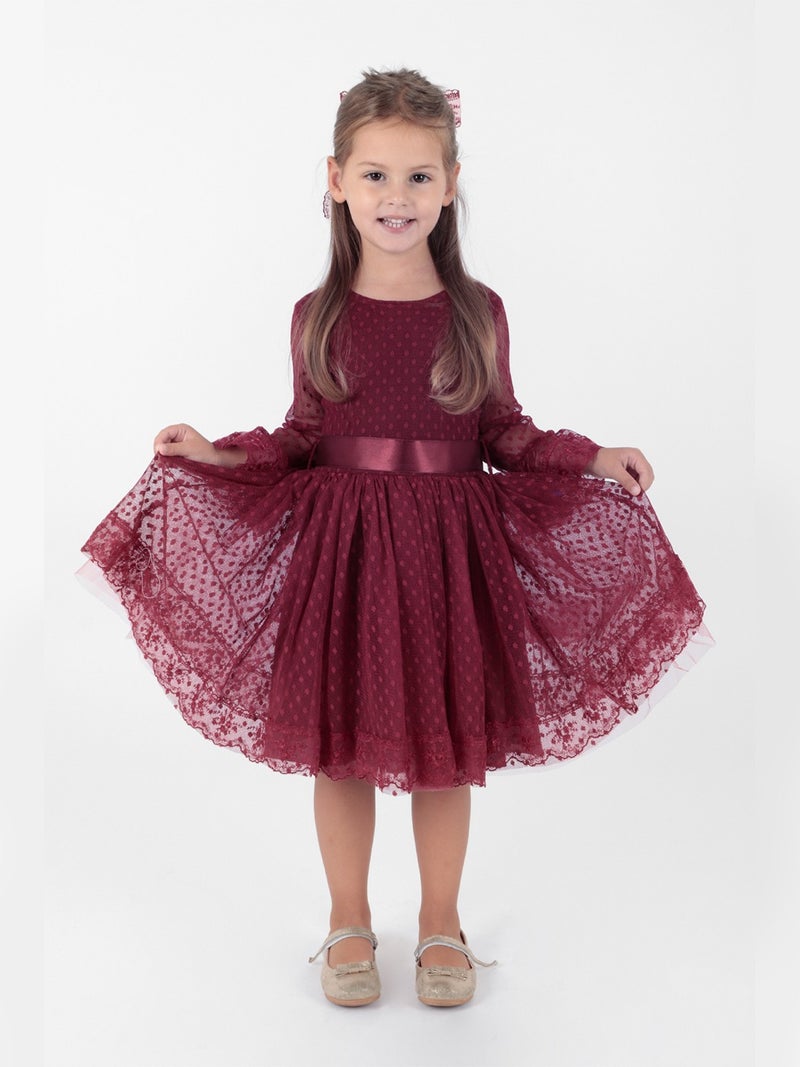 Ahenk Kids AHENGİM GIRL CHILDREN DRESS GIRL CHILDREN BUCKLE DRESS GIRL DRESS TULLE LACE DRESS AK2209  - Image 1