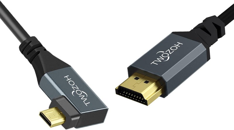 Twozoh Left Angled Coiled Micro HDMI to HDMI Cable, Micro HDMI to HDMI Coiled Cable 90°degree Stretched Length 30cm to 150cm - Supports 3D/4K 1080p - Image 4
