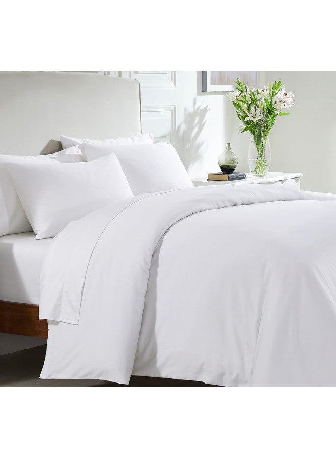 California Design Den California Design Den King Size Duvet Cover Only, Premium 400 Thread Count 100% Cotton Sateen, Hotel Quality, Soft Sateen Weave Comforter Cover, Button Closure & Corner Ties (1 Pc, White, King) - Image 1