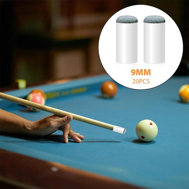 JBB 20 Pcs Cue Tips 9mm Slip-On Cue Stick Tips Cue Tip Replacement for Billiards, Pool - Image 2