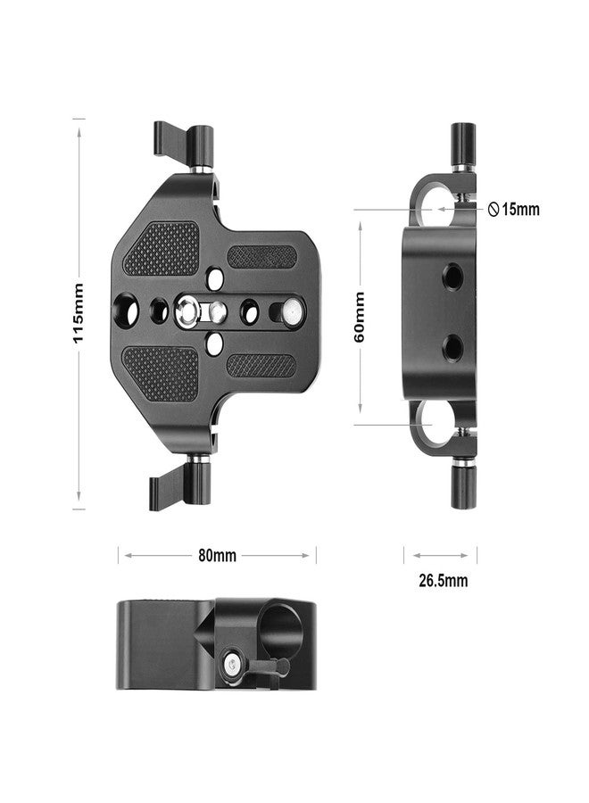 SZRIG 15mm Base Plate General Purpose Slim Digital SLR Camera Base Plate with 15mm Rod Rail Clamp Aluminum Alloy Photo Studio - Image 2