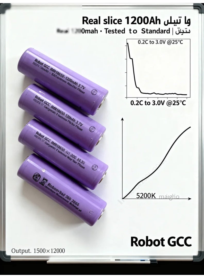robotgcc Pack Flat Top 18650 Li-ion Battery 3.7 V 1200 mAh | Factory Supply & STEM Teaching Bulk Set - Image 5