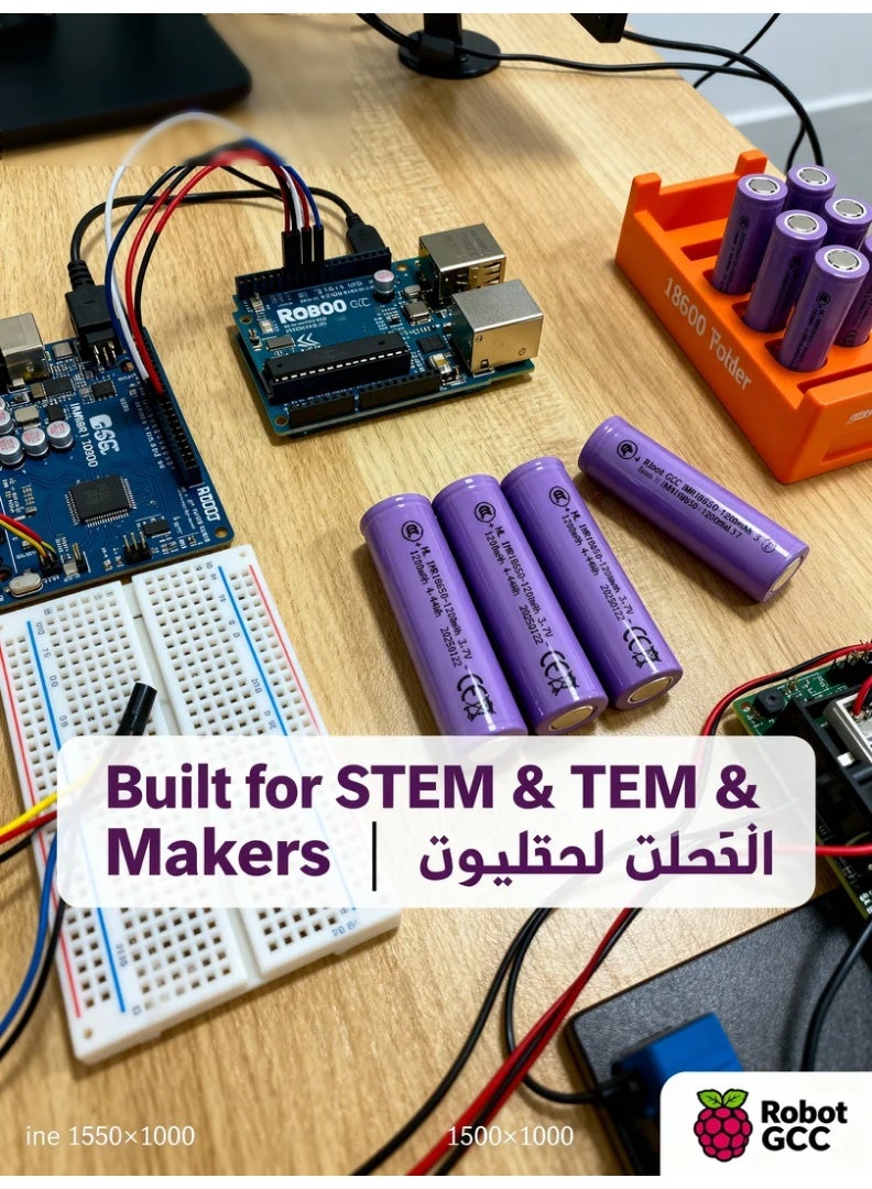 robotgcc Pack Flat Top 18650 Li-ion Battery 3.7 V 1200 mAh | Factory Supply & STEM Teaching Bulk Set - Image 3