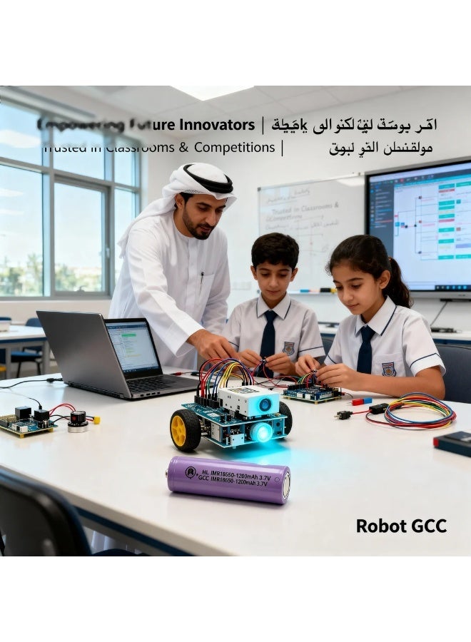 وبوت جي سي سي بطارية ليثيوم أيون ١٨٦٥٠ مسطحة الرأس، ٣.٧ فولت، ١٢٠٠ مللي أمبير/ساعة | توريد المصنع ومجموعة تعليمية STEM - Image 3