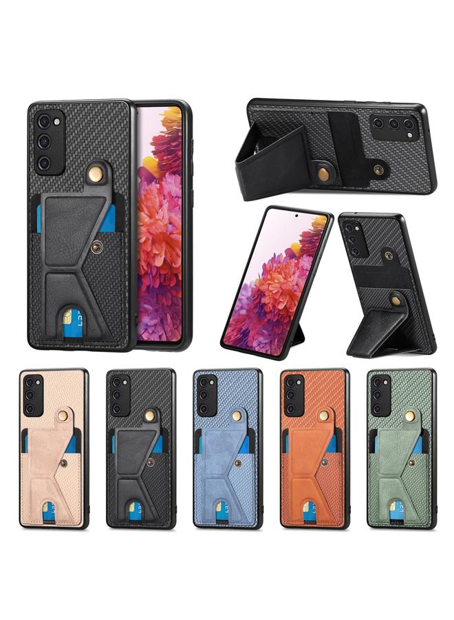 إيروريكس جراب لهاتف Samsung Galaxy S20 FE من ألياف الكربون مع محفظة قابلة للطي وحامل على شكل حرف K - Image 5