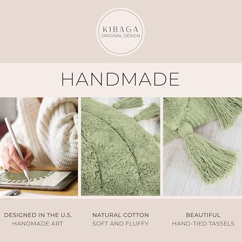 KIBAGA Beautiful Boho Rug with Tassels for Your Bathroom - Soft Half Circle 100% Cotton Mat Fits Perfectly Into Your Home - A Cute, Non-Slip and Absorbent Crochet Rug Ideal to Enhance Any Bath/Bedroom Decor - Image 3