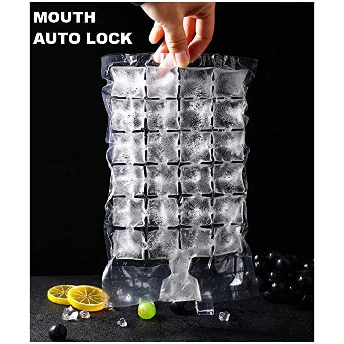 CELLEBII CELLEBII 10 Nos Disposable ICE Cube Bags Stackable Easy Release ICE Cube Mold Sheets SELFSeal Freezing Maker Cold ICE Pack Cooler Bag for Cocktail Food Wine Transparent  - Image 4