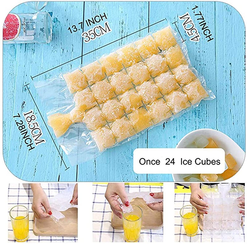 CELLEBII CELLEBII 10 Nos Disposable ICE Cube Bags Stackable Easy Release ICE Cube Mold Sheets SELFSeal Freezing Maker Cold ICE Pack Cooler Bag for Cocktail Food Wine Transparent  - Image 5