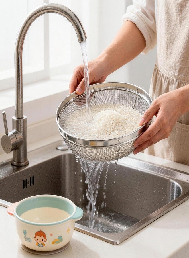 DOPMEP Fine Mesh Strainer for Kitchen, Stainless Steel Colander Bowl for Pasta, Rice, Fruit, Metal Net Baskets with Resting Base - Strain, Drain, Rinse （Diameter 11.61 inch） - Image 5
