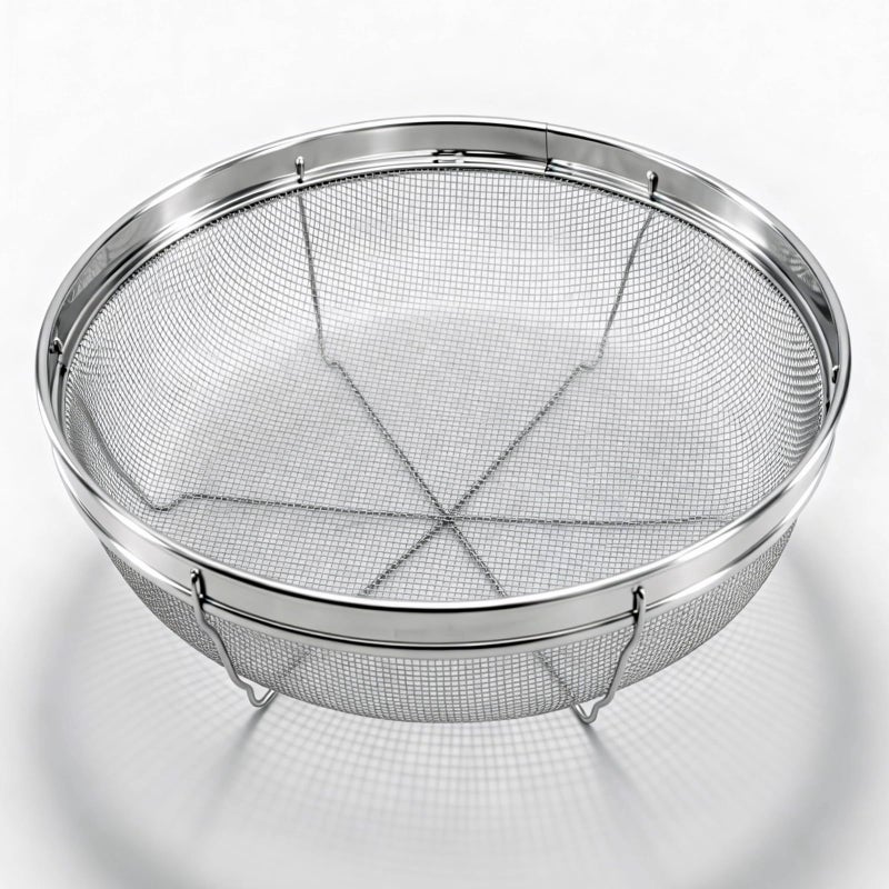 DOPMEP Fine Mesh Strainer for Kitchen, Stainless Steel Colander Bowl for Pasta, Rice, Fruit, Metal Net Baskets with Resting Base - Strain, Drain, Rinse （Diameter 11.61 inch） - Image 1
