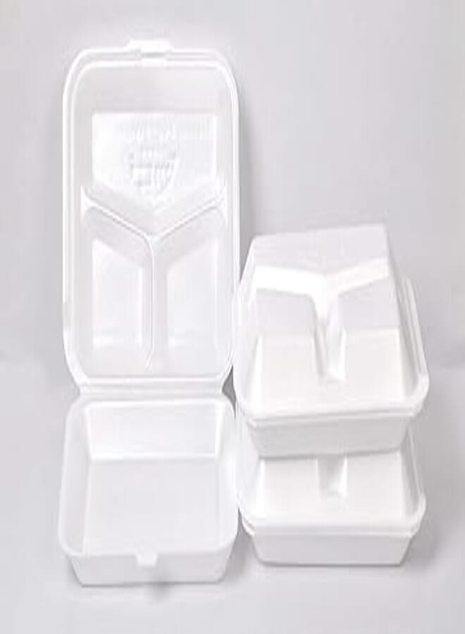 OR Divided White Foam Plate Plus Cover For Meals 10 Pcs