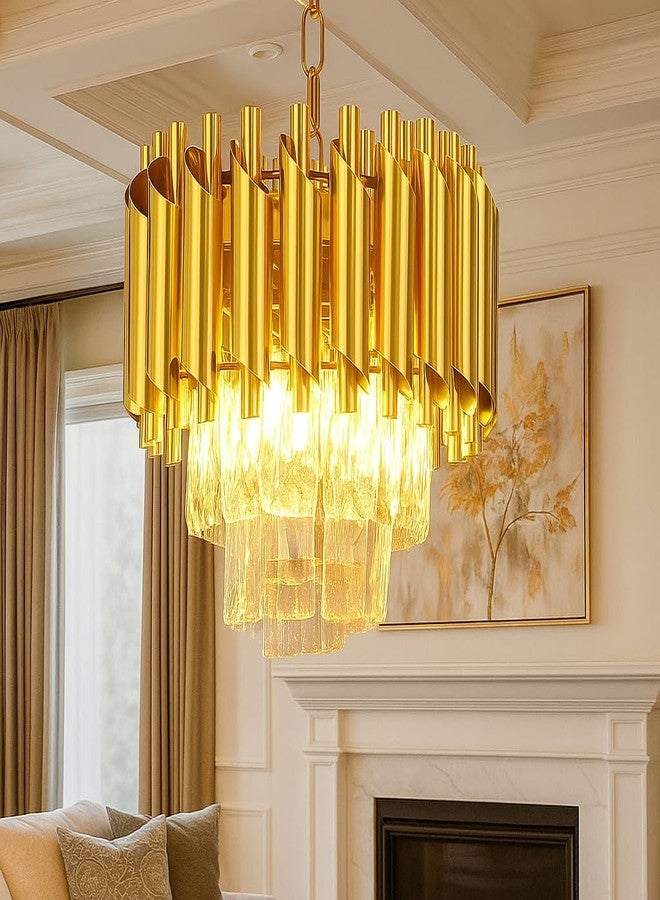 Desidiya Modern Crystal Chandelier 150watt Decorative Pendant Crystal Jhumar | for Home| Chandelier for Restaurant | Jhoomar for Hotel | Light Fixture (Gold Indian, 300MM) - Image 1