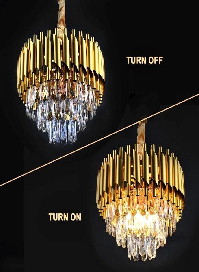 Desidiya Modern Crystal Chandelier 150watt Decorative Pendant Crystal Jhumar | for Home| Chandelier for Restaurant | Jhoomar for Hotel | Light Fixture (Gold Indian, 300MM) - Image 4