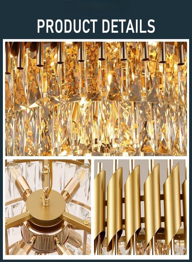 Desidiya Modern Crystal Chandelier 150watt Decorative Pendant Crystal Jhumar | for Home| Chandelier for Restaurant | Jhoomar for Hotel | Light Fixture (Gold Indian, 300MM) - Image 3