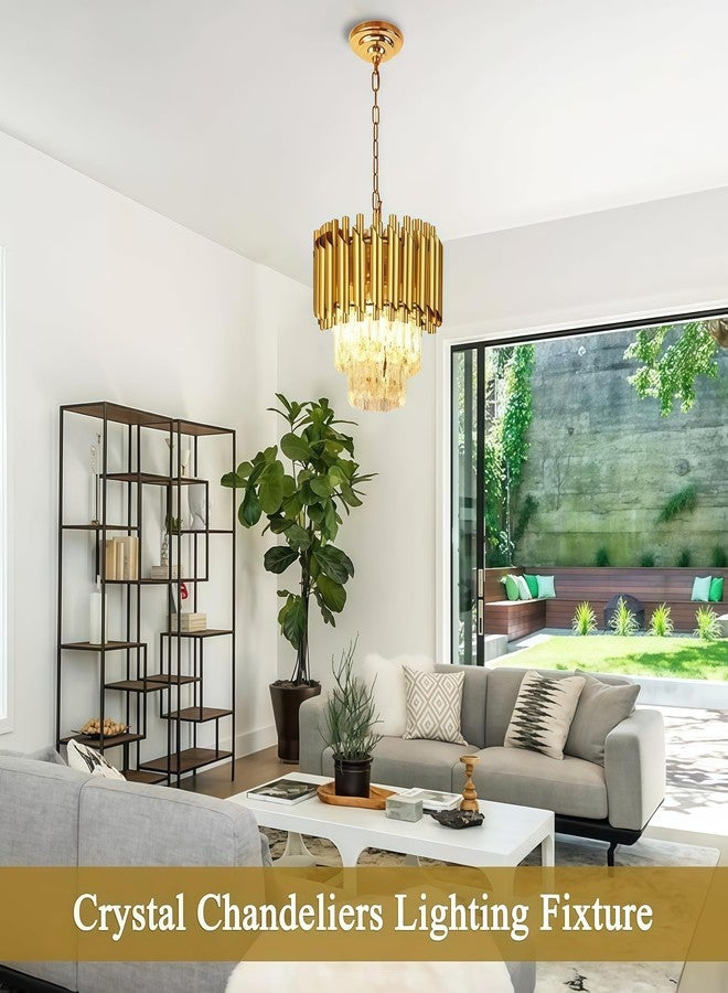 Desidiya Modern Crystal Chandelier 150watt Decorative Pendant Crystal Jhumar | for Home| Chandelier for Restaurant | Jhoomar for Hotel | Light Fixture (Gold Indian, 300MM) - Image 2