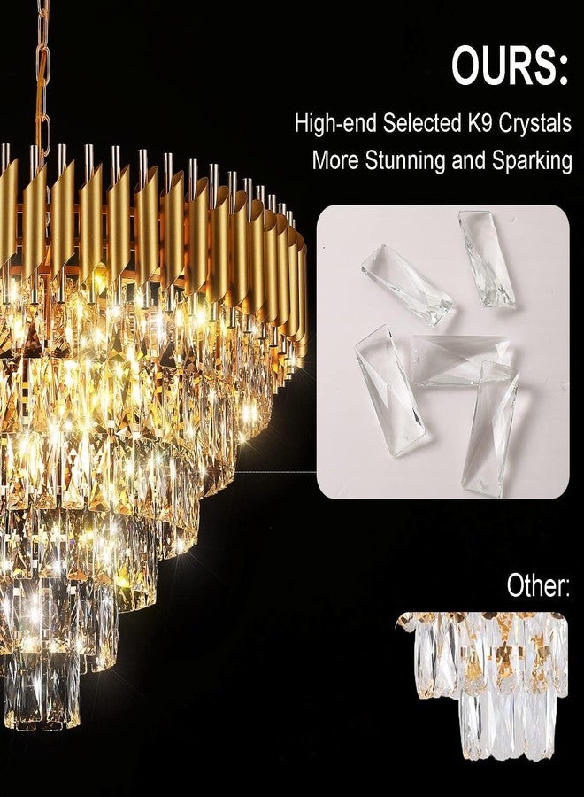 Desidiya Modern Crystal Chandelier 150watt Decorative Pendant Crystal Jhumar | for Home| Chandelier for Restaurant | Jhoomar for Hotel | Light Fixture (Gold Indian, 300MM) - Image 5