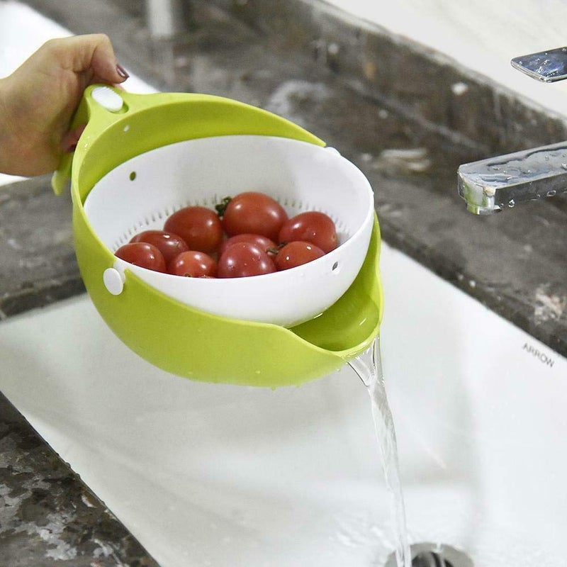 NETXE Homes Plastic Multi Functional Washing Vegetables and Fruit Draining Strainer Detachable Double Layer Drain BasketSalad Bowl Baskets Storage Multicolour - Image 3