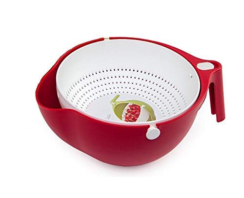NETXE Homes Plastic Multi Functional Washing Vegetables and Fruit Draining Strainer Detachable Double Layer Drain BasketSalad Bowl Baskets Storage Multicolour - Image 1