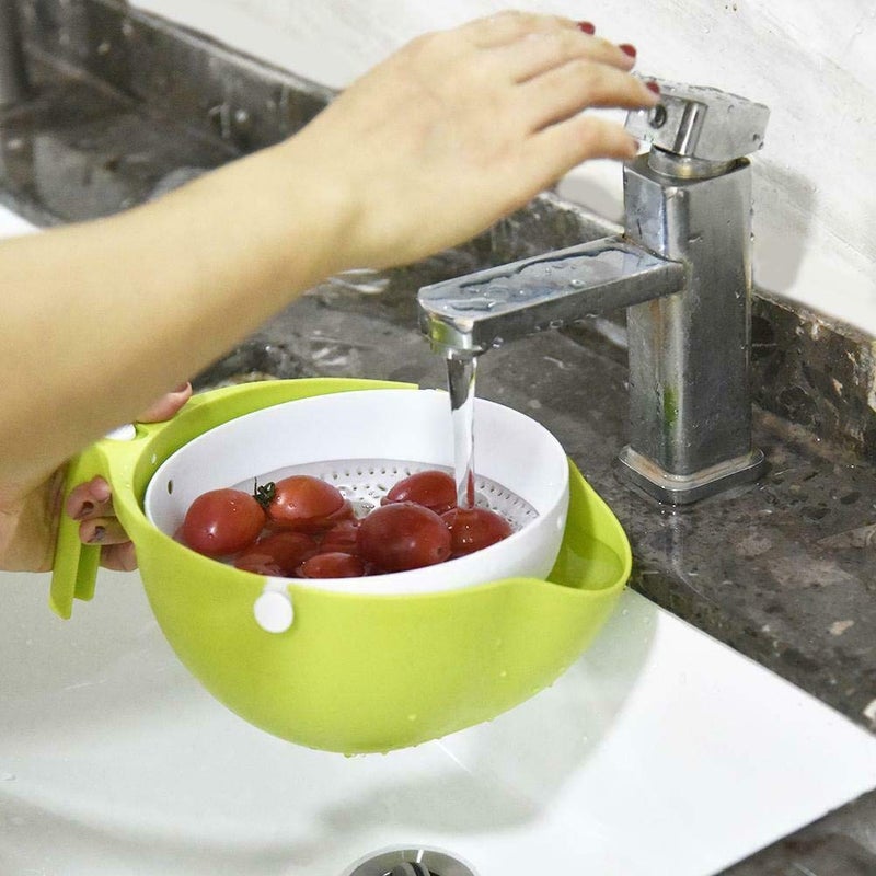 NETXE Homes Plastic Multi Functional Washing Vegetables and Fruit Draining Strainer Detachable Double Layer Drain BasketSalad Bowl Baskets Storage Multicolour - Image 5