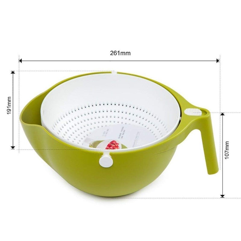 NETXE Homes Plastic Multi Functional Washing Vegetables and Fruit Draining Strainer Detachable Double Layer Drain BasketSalad Bowl Baskets Storage Multicolour - Image 2