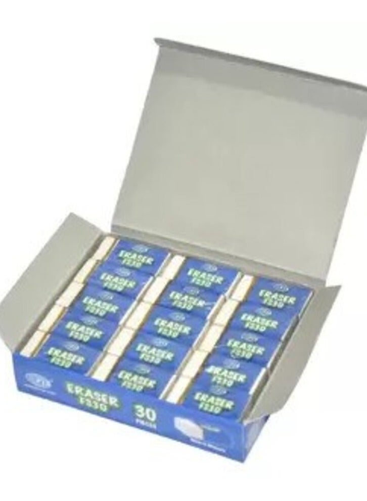 FIS White Erasers, Pack of 30 Pieces - FSERFS30
