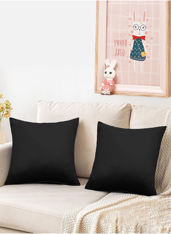 2 Pieces Velvet Decorative Cushion Set Solid Design 45x45 cm 