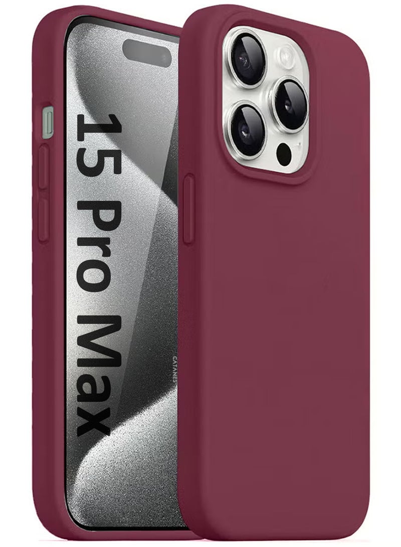 CATANES iPhone 15 Pro Max Case Silicone Case Cover Durable and Anti Scratch Back Cover Cherry - Image 1
