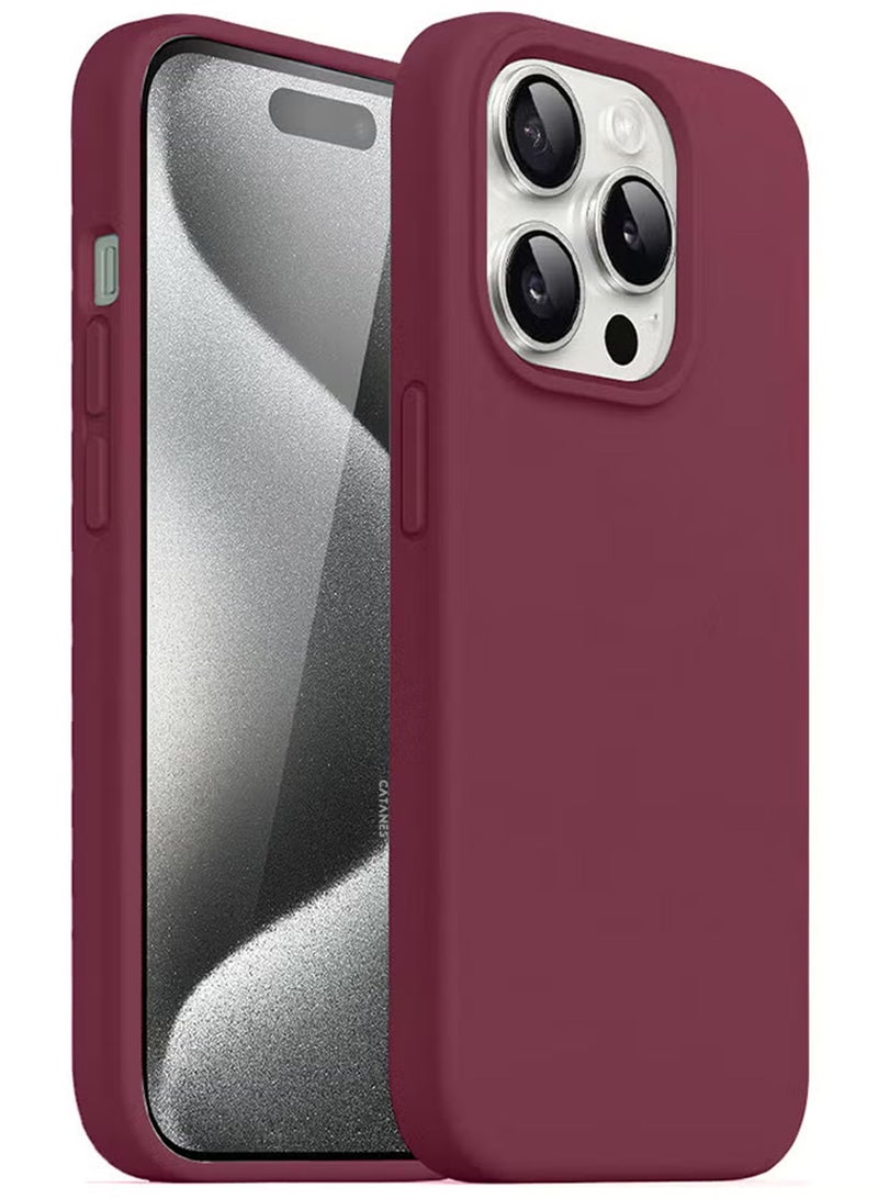 CATANES iPhone 15 Pro Max Case Silicone Case Cover Durable and Anti Scratch Back Cover Cherry - Image 2