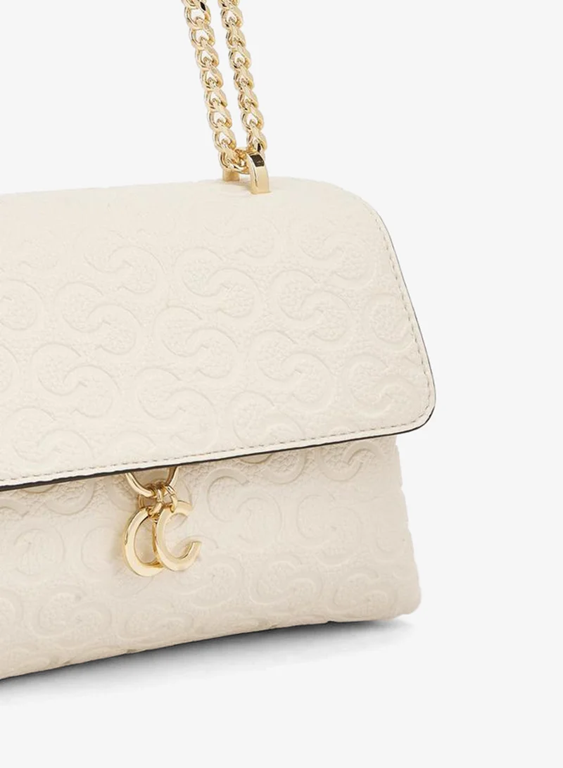 Celeste CREAM Monogram Debossed Crossbody Bag With Chain Strap for Women | Best Price UAE