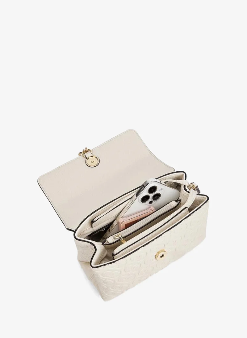 Celeste CREAM Monogram Debossed Crossbody Bag With Chain Strap for Women | Best Price UAE