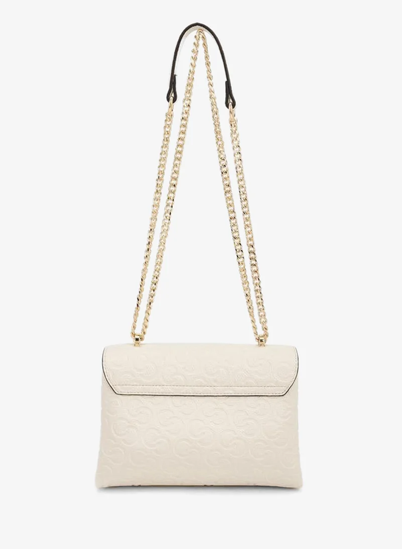 Celeste CREAM Monogram Debossed Crossbody Bag With Chain Strap for Women | Best Price UAE