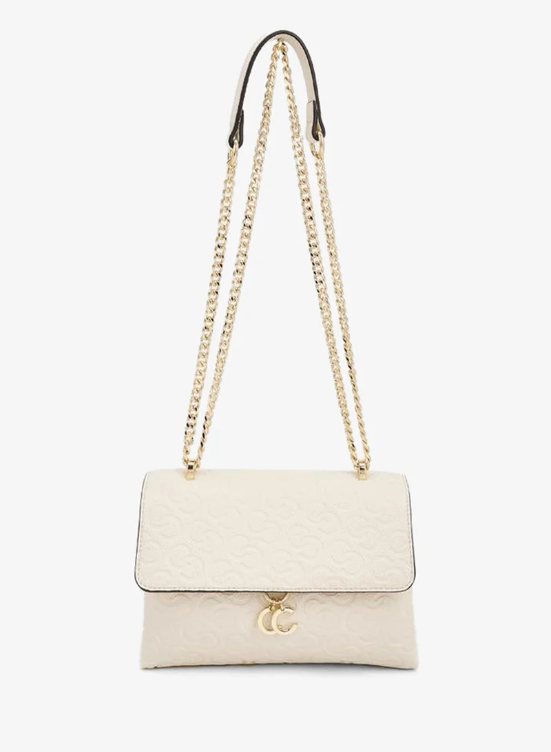 سيليست Monogram Debossed Crossbody Bag With Chain Strap